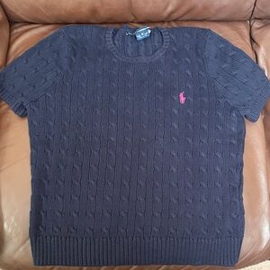 Ralph Lauren Navy Cable Knit Crewneck Sweater